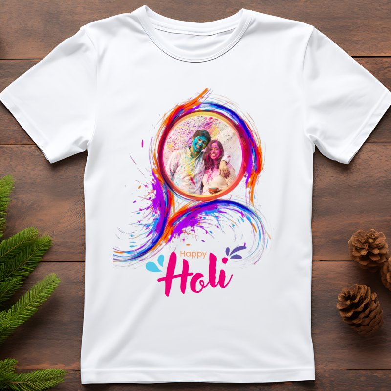 Customized Holi Printed Unisex Half Sleeves T-Shirt for Men & Women