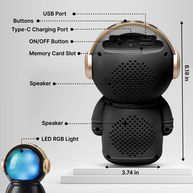 Personalized Name Astronaut Bluetooth Wireless Speaker|| MZ M6 Speaker - Image 2